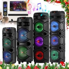 Loud Portable Bluetooth Speaker Dual Sub woofer Party Heavy Bass Sound System