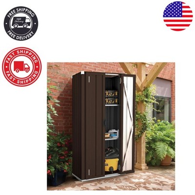 Durable Outdoor Storage Cabinet - Waterproof with 210 lbs Capacity - Brown 69.9''