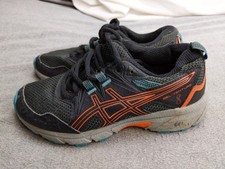 Asics Gel Venture 8 Shoes Youth Size 1 32.5 Black Orange Trail Running Sneakers