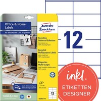 Avery Zweckform Etiketten LR3424-10 Weiß 105,0 X 48,0 Mm, 10 Blatt