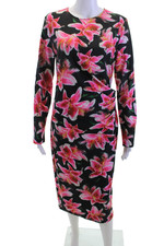 Jonathan Cohen Women Bodycon Pencil Dress Black Floral Long Sleeve Size 3XL