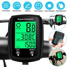 Waterproof Wired LCD Digital Cycle Bike Computer Bicycle Speedometer Odometer US