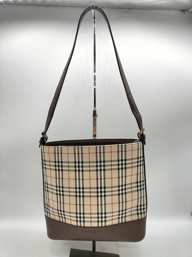 BURBERRY Nova Check Tote PVC Beige Brown Black Red Womens Shoulder Bag