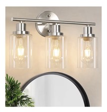 Unicozin 3 Light Vanity Light Fixture. Brushed Nickel Wall Sconce-Clear Globes