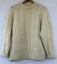 VTG GARFINCKLES Fisherman Aran Wool Sweater Cream Retro Women's M