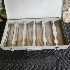 Brumberger 35mm 150 Slide Metal Box Tray Case Holder 16 Divider Inserts vintage