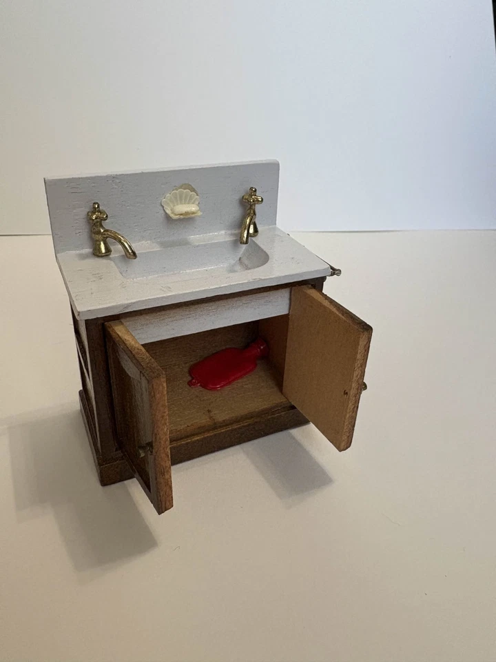vintage miniature sink, victorian style, 1:12 scale, wooden, 1980s - Image 4 of 4