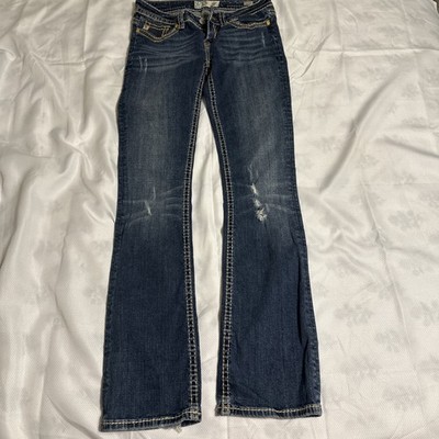 MEK Denim Jeans Buckle Natal Boot 28x34 Women's Medium Wash Flap Pocket