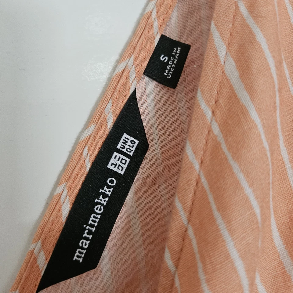 MARIMEKKO X UNIQLO  orange White Striped Jumpsuit Pockets Relaxed SMALL - image 4 of 4