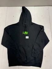LGND Solid Black Green Logo Print Pullover Hoodie Mens Size XL NEW