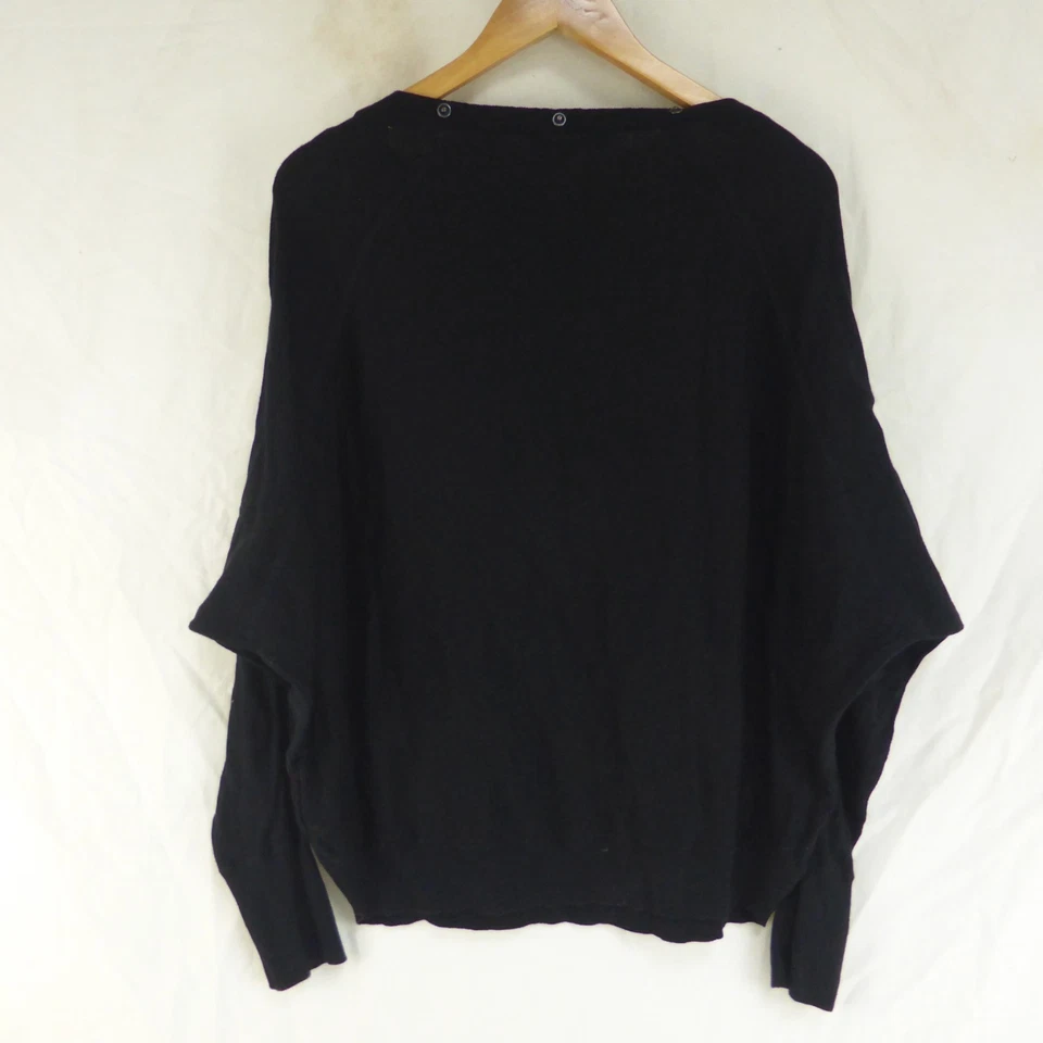 Jersey AllSaints Algodón Elle Detalle a Presión con Mangas Ala de Murciélago Negro Talla Grande Foto 2 de 4