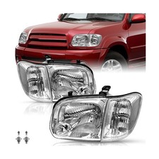 Headlights Assembly w/Bulbs Fit for 2005-2006 Toyota Tundra / 2005-2007 Sequo...
