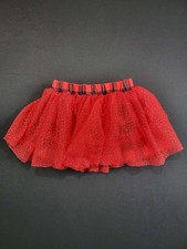 Shein Girls Red Plaid Tulle Tutu Skirt Glitter Elastic Waist Toddler 12-18 M