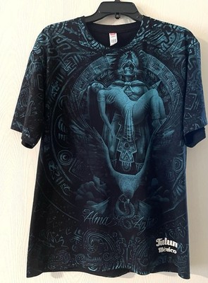 Men s Black & Teal Mayan Graphic T-Shirt from Tulum Mexico