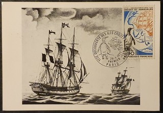 1972 CARTE MAXIMUM CARD 1er JOUR 200 ANS DÉCOUVERTE DES ÎLES CROZET & KERGUELEN