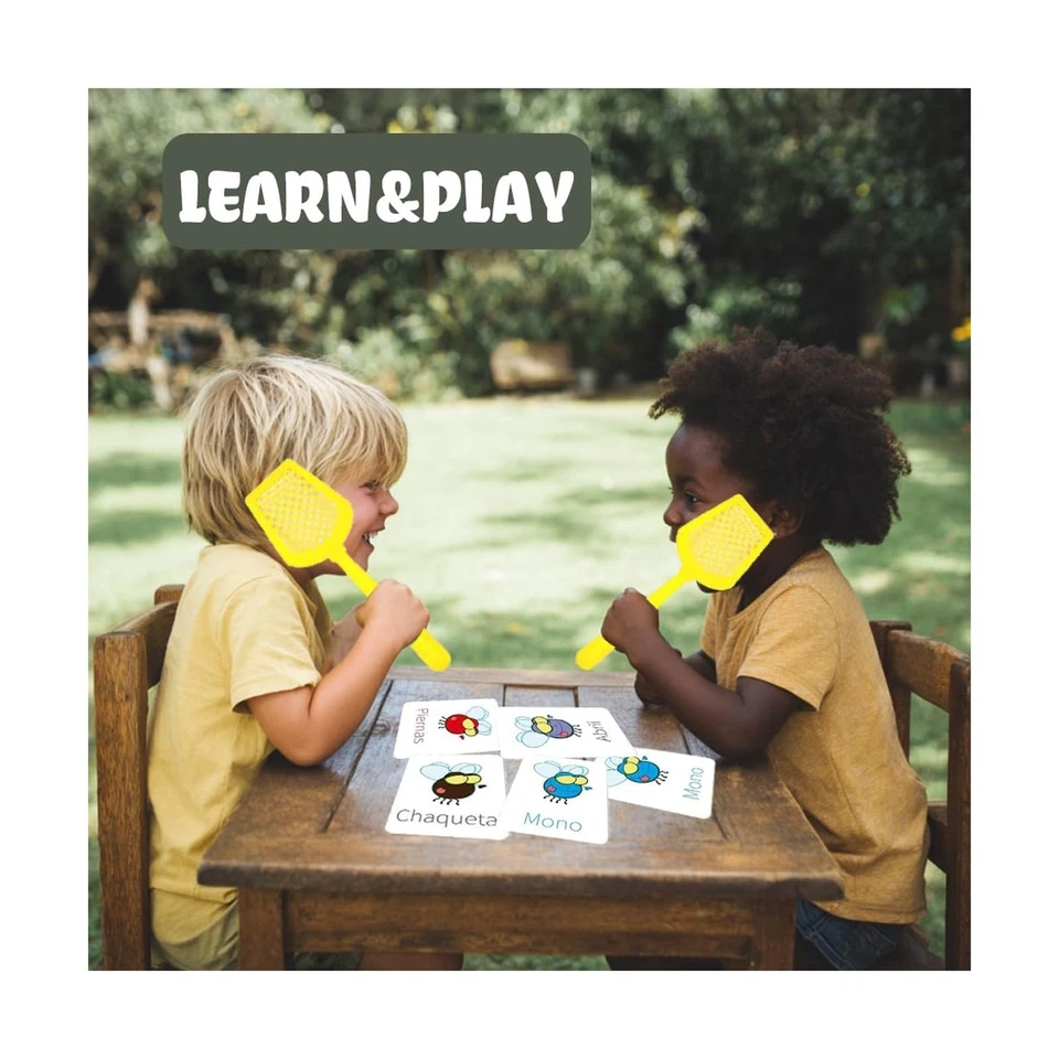 Juego de palabras a la vista en español | 108 palabras de mosca con 4 swatters de mosca | Divertida educación... Foto 2 de 4