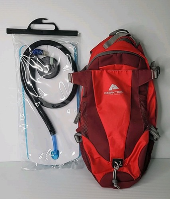 #ad #ad Ozark Trail Hydration Backpack Red w NEW 2 Liter Water Bladder Hiking Festivals $19.99