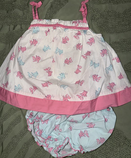 Gymboree Bubbly Bab Girl y 18 24 Month Dress Diaper Cover Set Pink Blue Goldfish