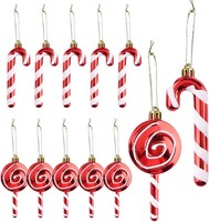 Herzwild 12 Weihnachtsbaum Dekoration Zuckerstangen & Lutscher AnhäNger Rot-Weiß