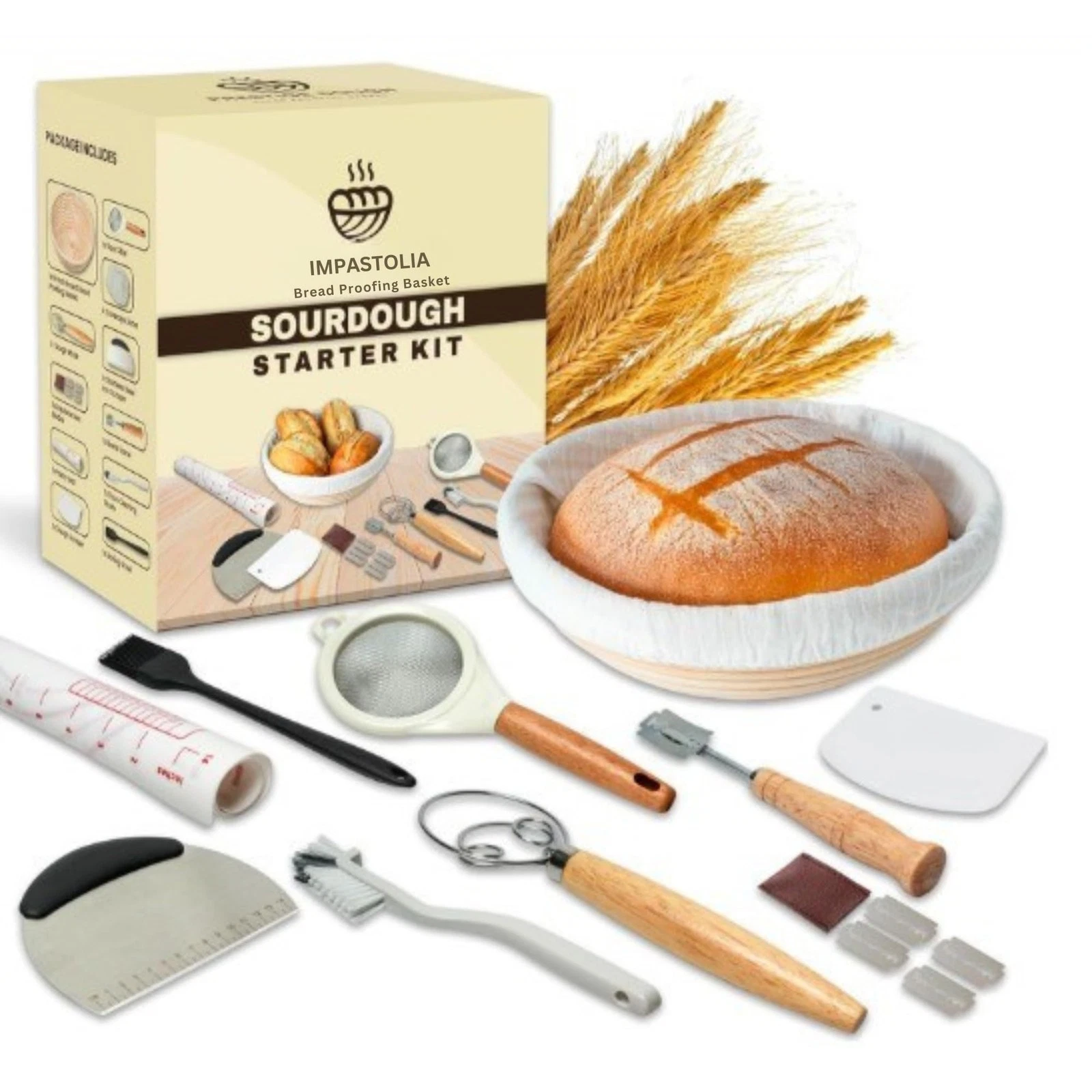 Sourdough Starter Kit With 9" Banneton Bread Proofing Basket Complete Sourdou...
Opens in a new wind