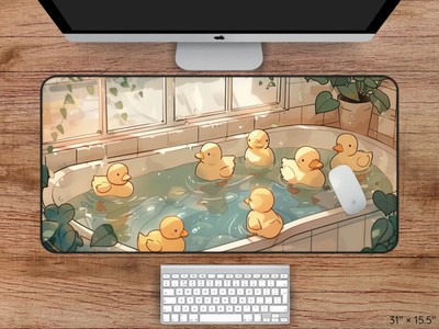 Cute Duck Lofi Desk Mat | Kawaii Anime Mouse Pad | Aesthetic Deskmat