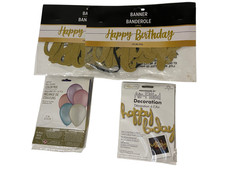 Lot 4 Party Two" Happy Birthday" Banners, Latex Balloons  Happy Bday NEW