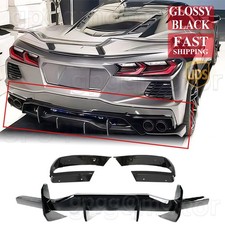 For Corvette C8 Z51 2020-25 Stg 3 Black Rear Bumper Diffuser Exhaust Tips Trim