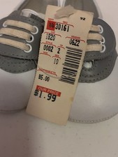 White Gray Tennis Shoes Infant Size 2 Vintage 1980s Early 80  s With Tags