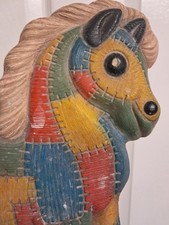 Vintage 1970s Patchwork Rocking Horse Foam Nursery Wall Hanging Art Decor