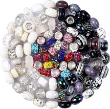 Assortment European Large Hole Beads Spacer Beads Rhinestone Craft Beads for DIY