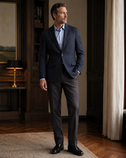 Jos A. Bank Blazer Jacket 1905 42R Tailored Fit Blue 100 Wool Sport Coat