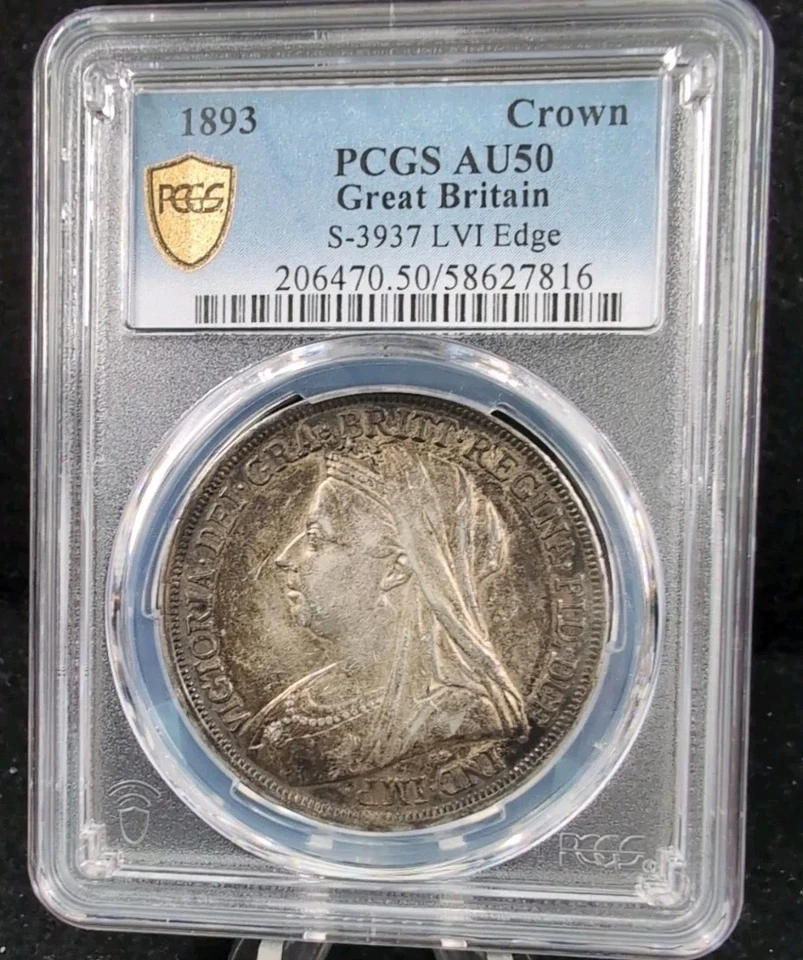 1893 Great Britain Crown PCGS AU50 #4456 - Image 2 of 3