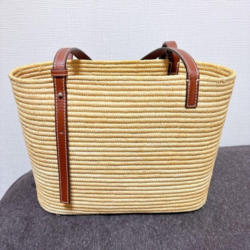 LOEWE Borsa Basket Piccola Borsa Cestino, Quadrata Tote Bag Rafia Marrone Naturale Donna - Foto 13 di 14
