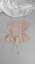 Vintage Lingerie Set Petala Sheer Top Soft Nylon Garter Belt