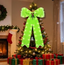 Large Christmas Tree Topper Bow with Lights, Christmas Tree Door Decorations ...