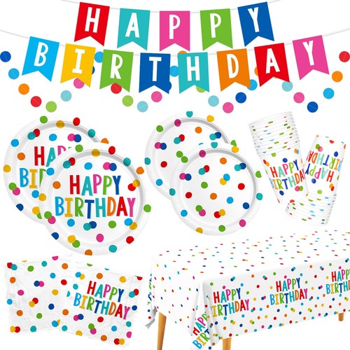 Happy Birthday Decorations: Party Supplies Set with Multicolor