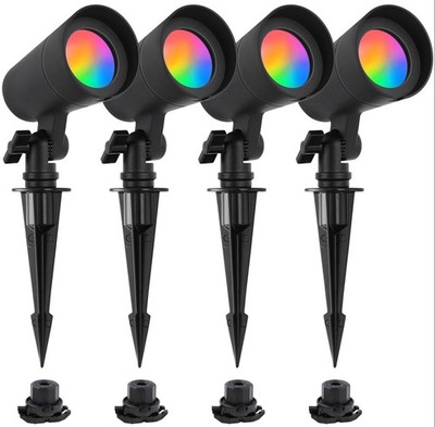 Energetic Colored Low Voltage Landscape Lights, 12W RGBW Spotlights, IP65 Wat...
