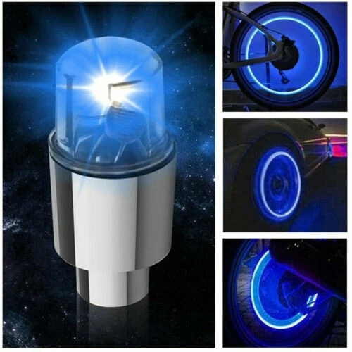 4X Auto Wheel Tire Tyre Air Valve Stem LED Light Caps Cover Blue Car Accessories - Image 4 of 4