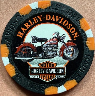 1948-1965 Panhead Harley Davidson Wide Print Poker Chip        Black/Orange