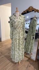 Maison Tara Floral Ruffle Maxi Dress Chiffon Long Sleeve Size 16