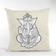 Boho Tribal Throw Pillow Cover Ethnic Ganesha Design Boho Home Decor 16x16