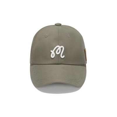 Genuine Malbon Golf Leather Patch Point Basic Ball Cap KHAKI  display picture 2