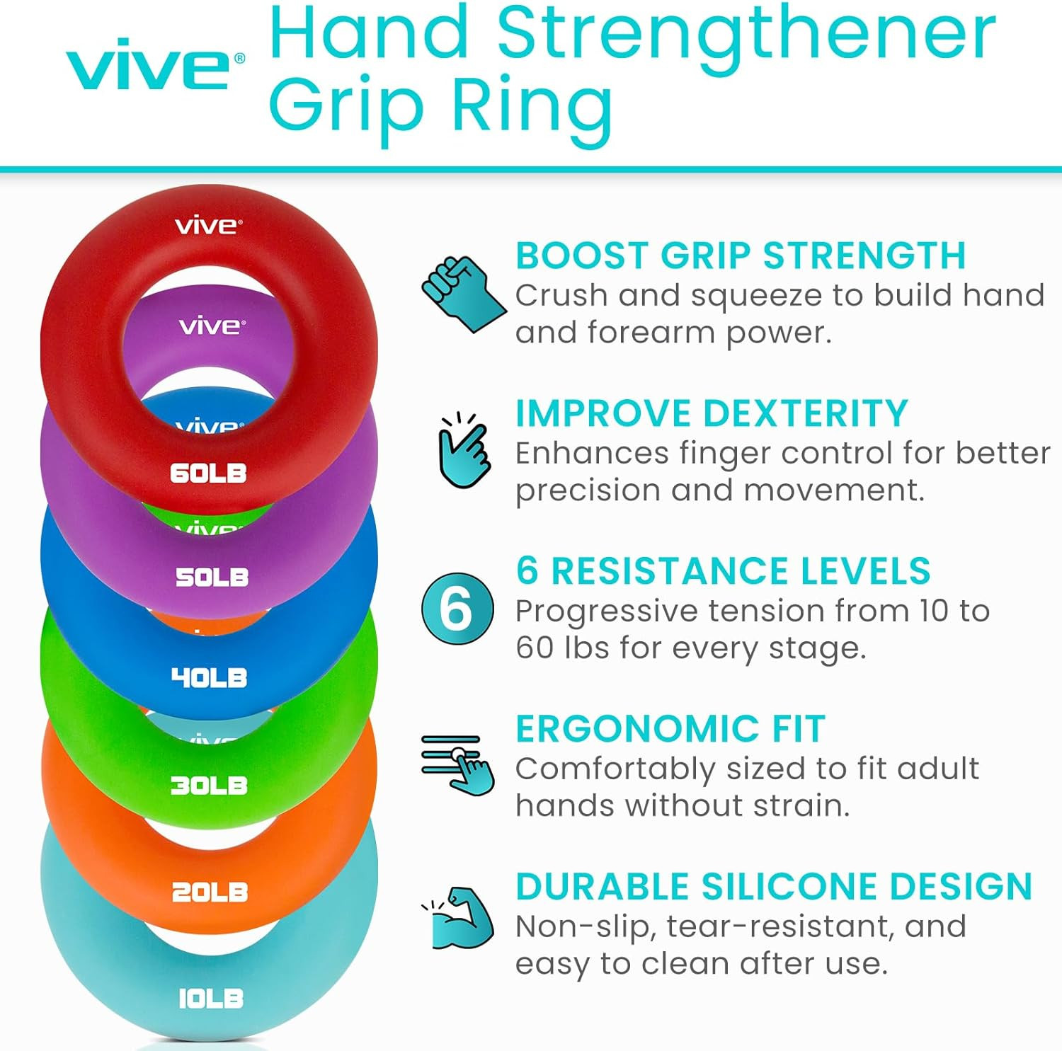 Hand Strengthener Grip Ring - Forearm Ring Hand Exercisers - Silicone Squeezer G