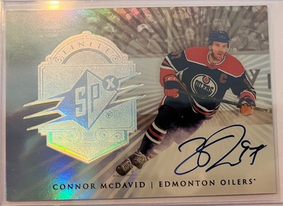 Connor McDavid 2024-2025 SPx Finite Silver Spectrum Auto 6/10.