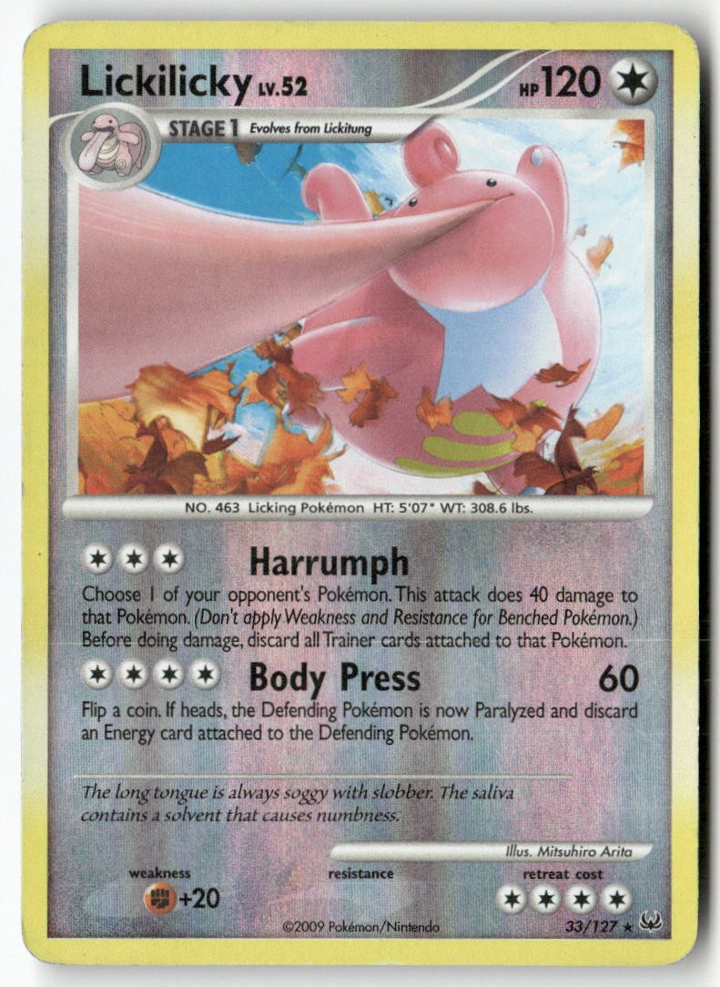 Lickilicky 33/127 Rare Platinum Pokemon Reverse Holo Heavily Played