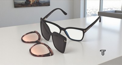 TOM FORD FT5641 B 001 Shiny Black Plastic blue filter 53 mm Women's Eyeglasses