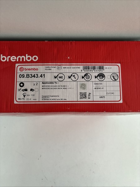2X Brembo Bremsscheibe Prime Line - UV Coated 09.B343.41 FüR Mercedes Klasse CLA-image