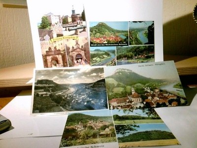 Königstein. Sächs. Schweiz. Konvolut 5 x Alte Ansichtskarte / Postkarte s/w u. f