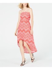 ULTRA FLIRT Womens Hi-Lo Maxi Dress Red Sleeveless Strapless Printed Juniors M