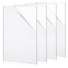 FWEEK 4 Pack 1/4" Acrylic Sheet, 8x12, 6mm Thick, Clear, Rectangular, Industr...